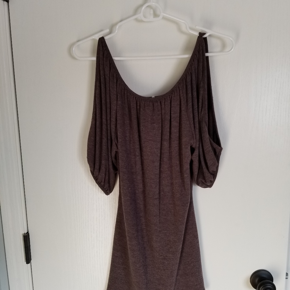 Brown cold shoulder top